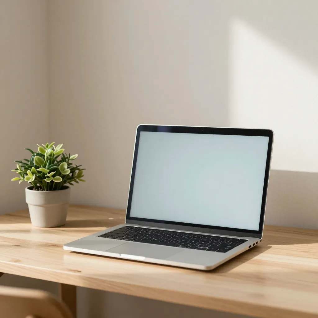 A cozy desk corner with stationery and a small plant